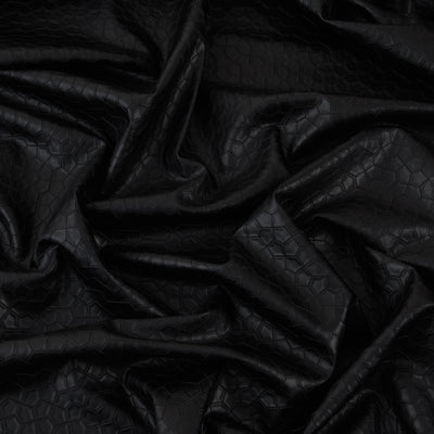 Pleather Fabric, Pentagon Pattern, Textured, Black