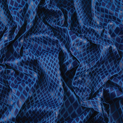 Stretch Fabric, Rubber Python Texture, Blue