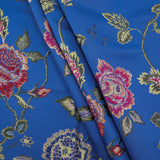 Load image into Gallery viewer, 4 Seasons French Brocade Fabric, Floral, Royal Blue