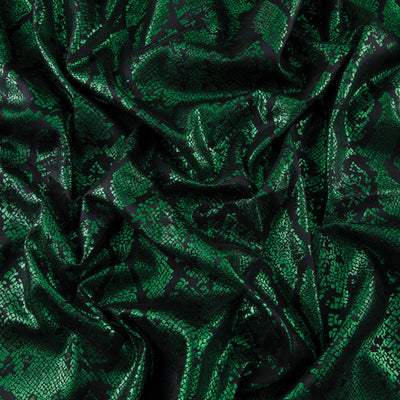 Woven Fabric, Metallic Snakeskin, Green & Black