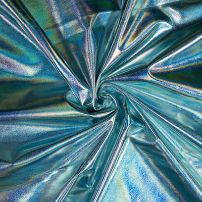 4-Way Stretch Fabric, Oil Slick, Iridescent Light Blue