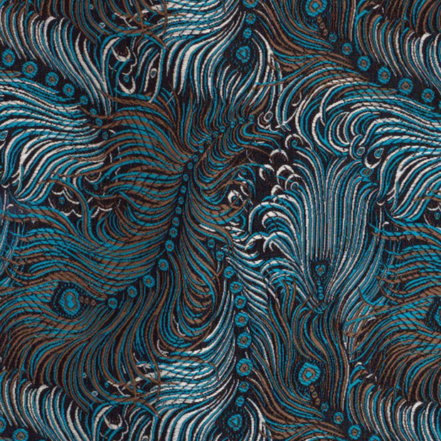 Peacock Brocade Fabric, Teal